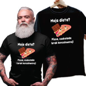 Zabawna Koszulka „Dieta Idealna” – Prezent dla Miłośnika Jedzenia